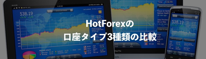 HotForex（ホットフォレックス）の口座タイプ3種類の比較